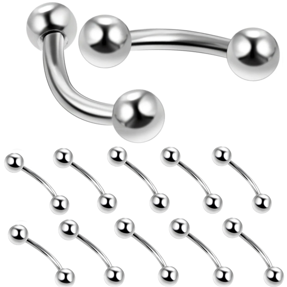 Rook Curved Barbell - 10Pcs/lot Steel Eyebrow Banana Piercing Ring