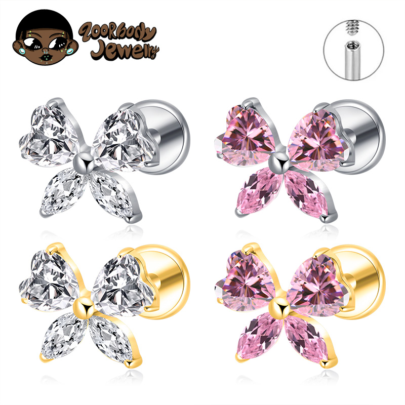 ASTM F136 TItanium Heart CZ Bo - Zoor Body Jewelry ulasan dan harga