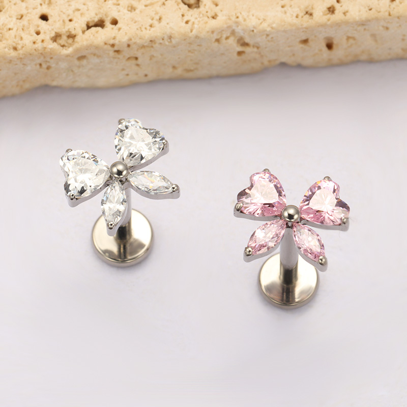 ASTM F136 TItanium Heart CZ Bo - Zoor Body Jewelry ulasan dan harga