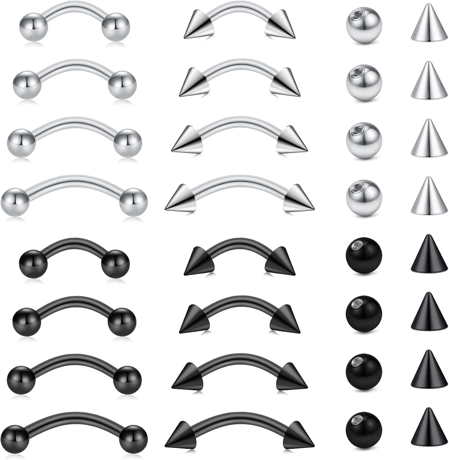 32pc/set Surgical Steel Curved - Rook Curved Barbell ulasan dan harga