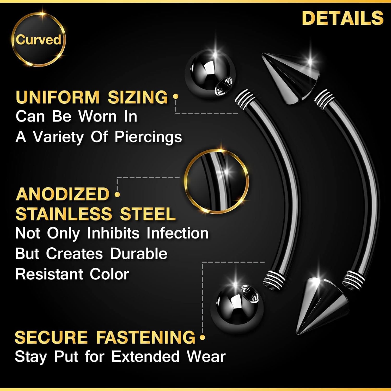 32pc/set Surgical Steel Curved - Rook Curved Barbell ulasan dan harga