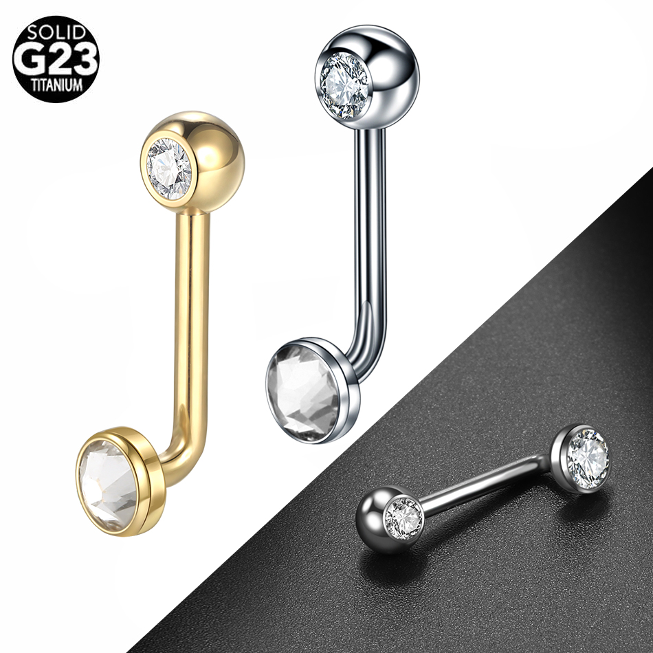 1PC G23 Titanium CZ Curved Bar - Body Jewelry Vch ulasan dan harga