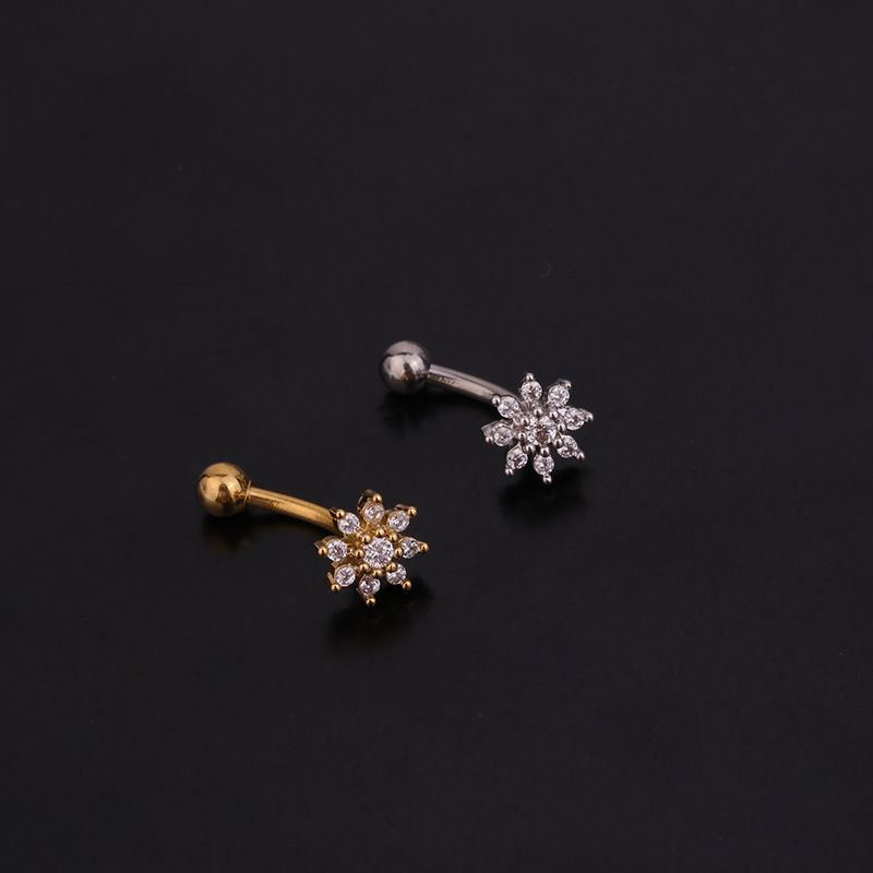 1PC Flower Crown CZ Eyebrow Ri - Rook Curved Barbell ulasan dan harga