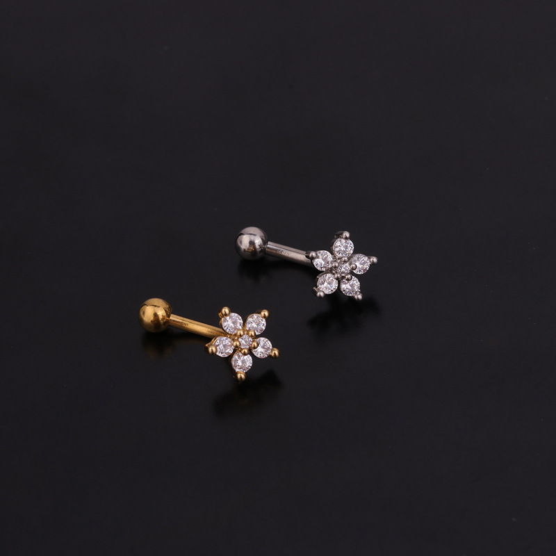 1PC Flower Crown CZ Eyebrow Ri - Rook Curved Barbell ulasan dan harga