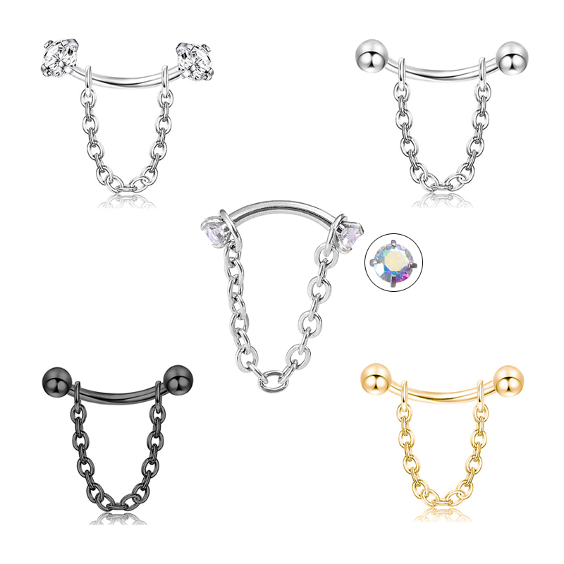 1pc Zircon Ball Cone Eyebrow P - Rook Curved Barbell ulasan dan harga