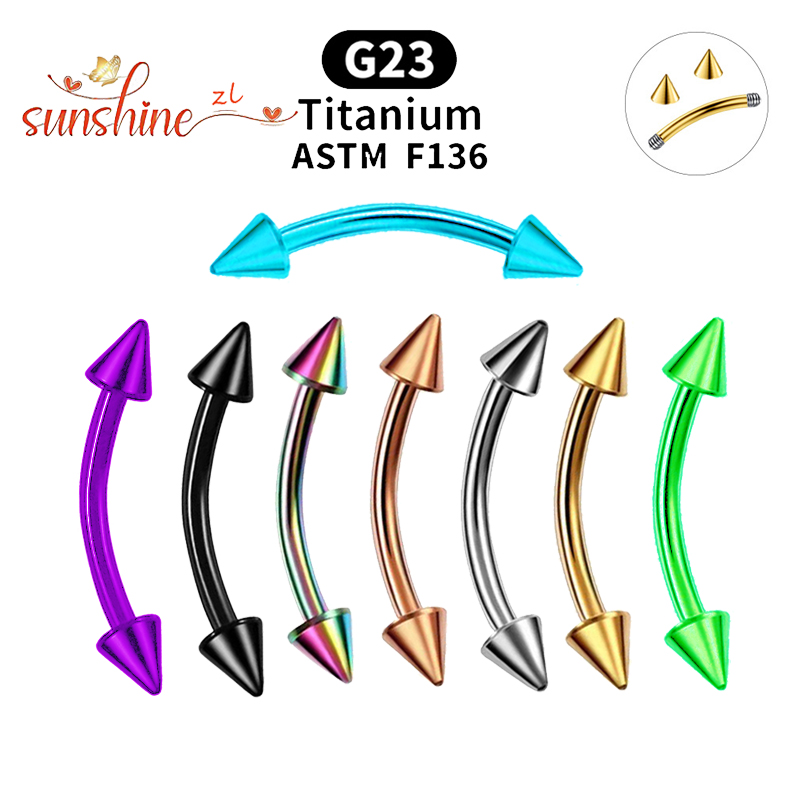 1PC G23 Titanium Spike Curved  - Rook Curved Barbell ulasan dan harga