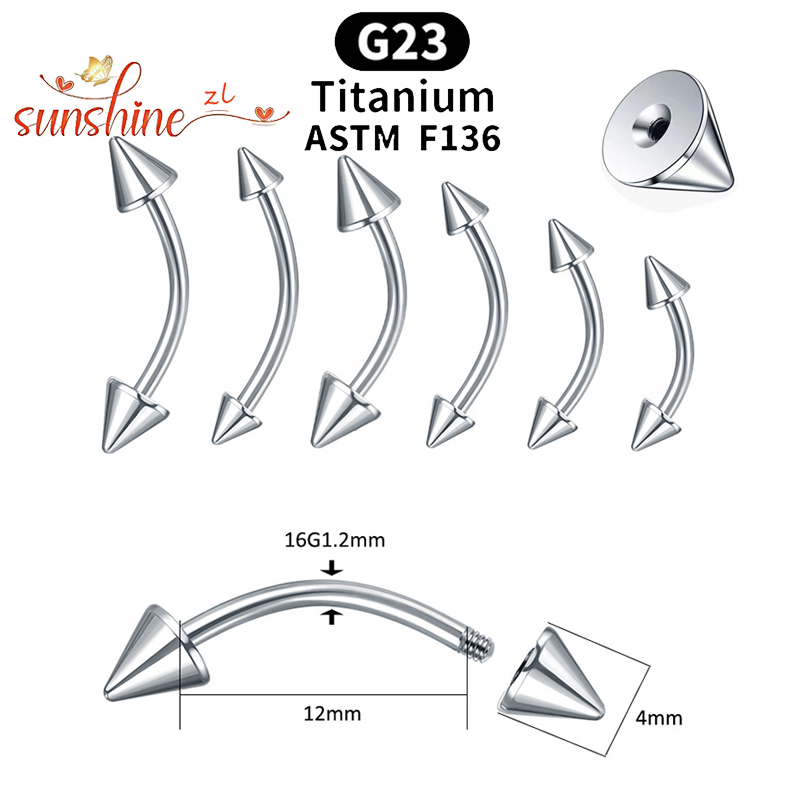 1PC G23 Titanium Spike Curved  - Rook Curved Barbell ulasan dan harga