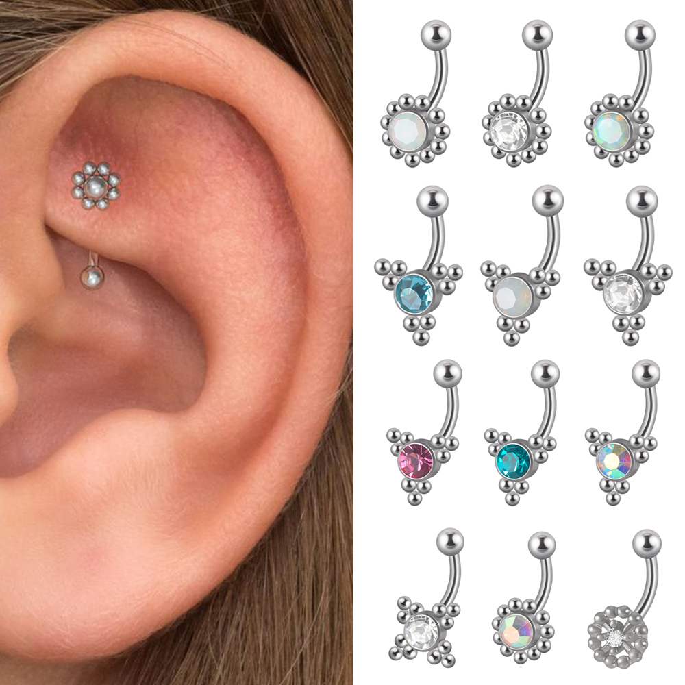1PC G23 TItanium 16G Crystal R - Rook Curved Barbell ulasan dan harga