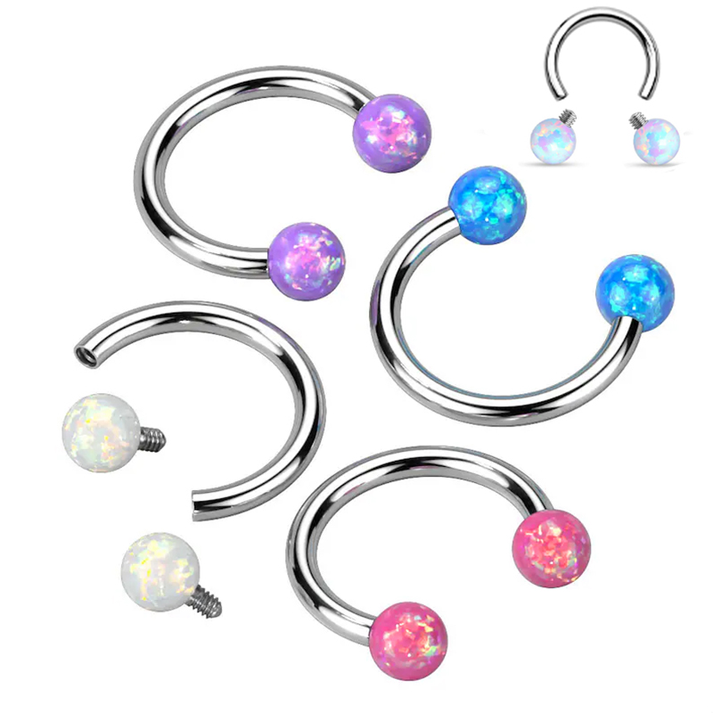 Surgical Steel Opal Horseshoe  - Rook Curved Barbell ulasan dan harga