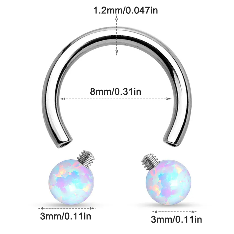 Surgical Steel Opal Horseshoe  - Rook Curved Barbell ulasan dan harga