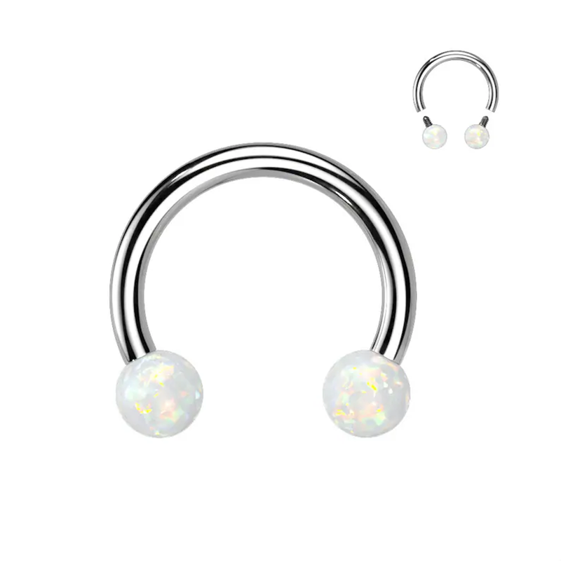 Surgical Steel Opal Horseshoe  - Rook Curved Barbell ulasan dan harga