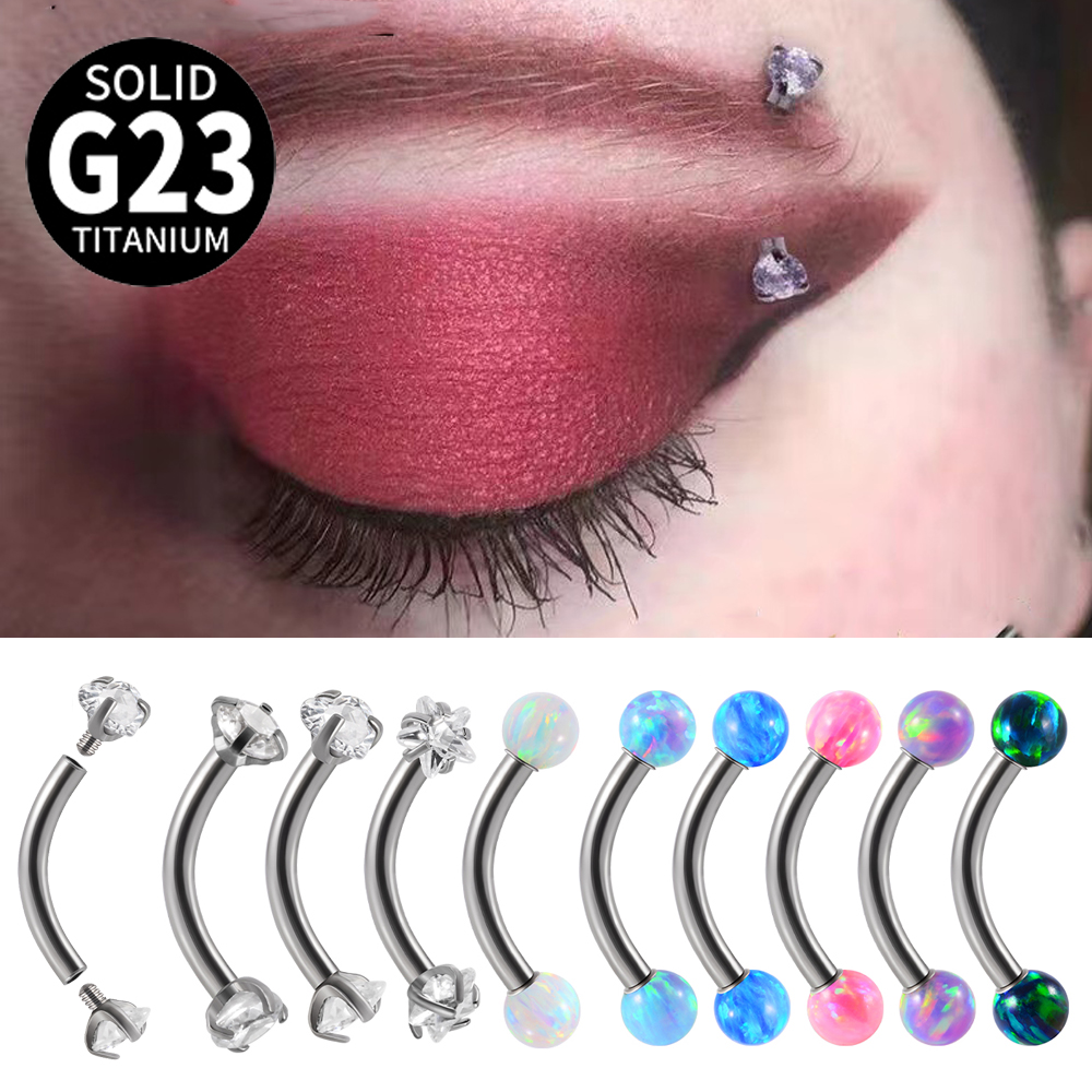 1PC G23 Titanium CZ Internally - Rook Curved Barbell ulasan dan harga