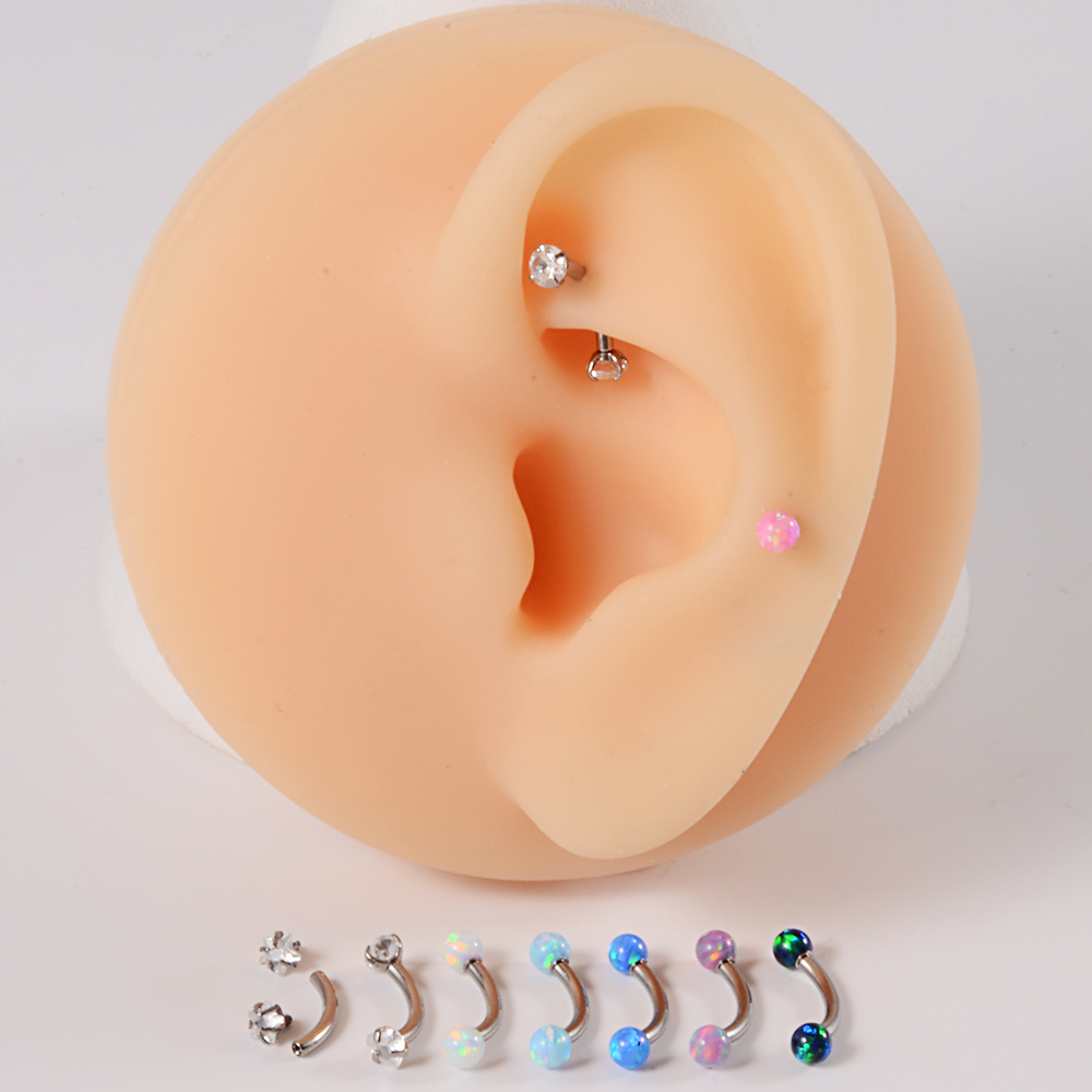 1PC G23 Titanium CZ Internally - Rook Curved Barbell ulasan dan harga