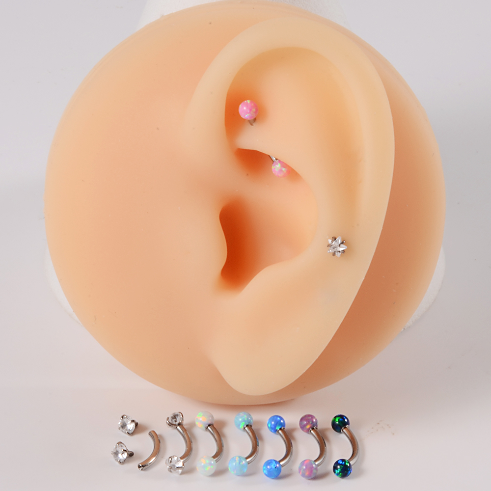 1PC G23 Titanium CZ Internally - Rook Curved Barbell ulasan dan harga