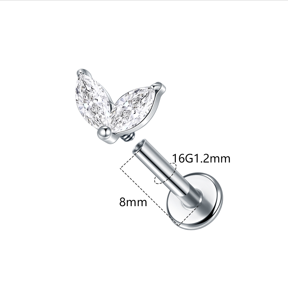 1pc Titanium White Green Zirco - Zoor Body Jewelry ulasan dan harga