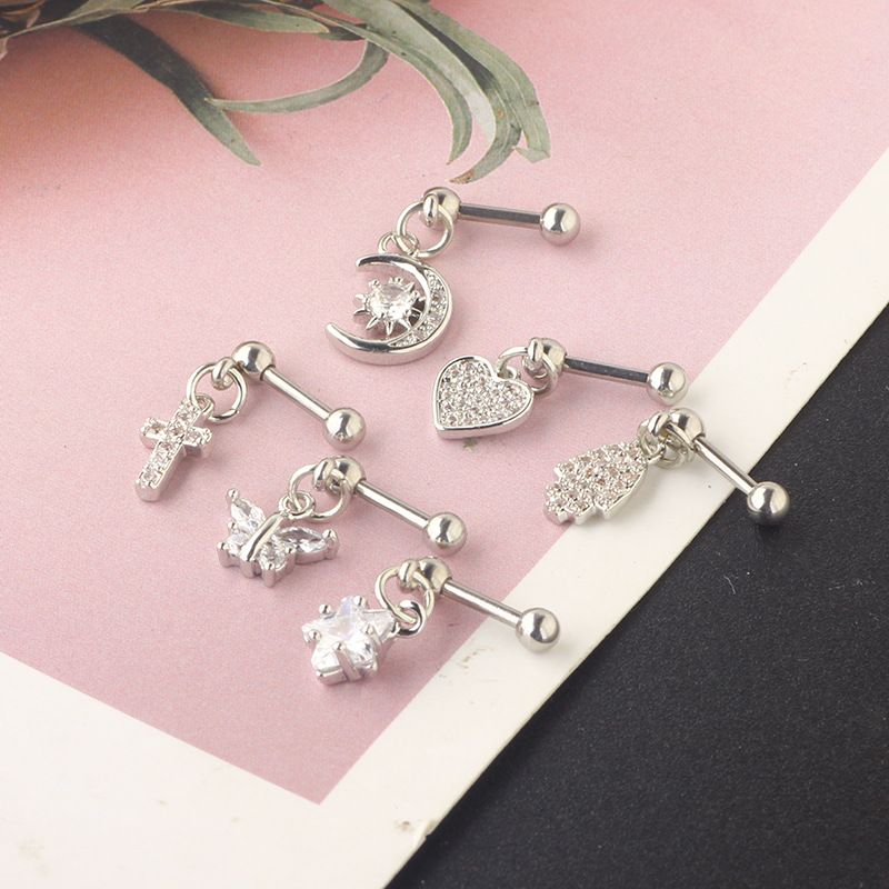 1PCS Moon Ear Cartilage Stud E - Rook Curved Barbell ulasan dan harga