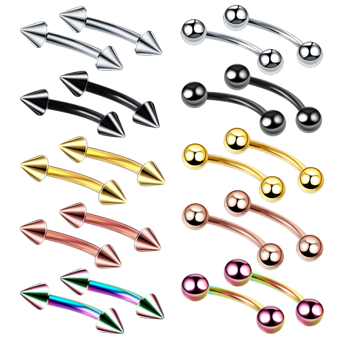 20pc/set Steel Eyebrow Banana  - Rook Curved Barbell ulasan dan harga