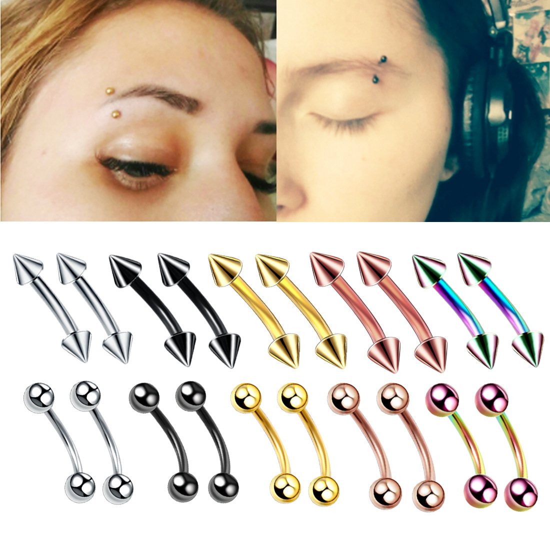 20pc/set Steel Eyebrow Banana  - Rook Curved Barbell ulasan dan harga