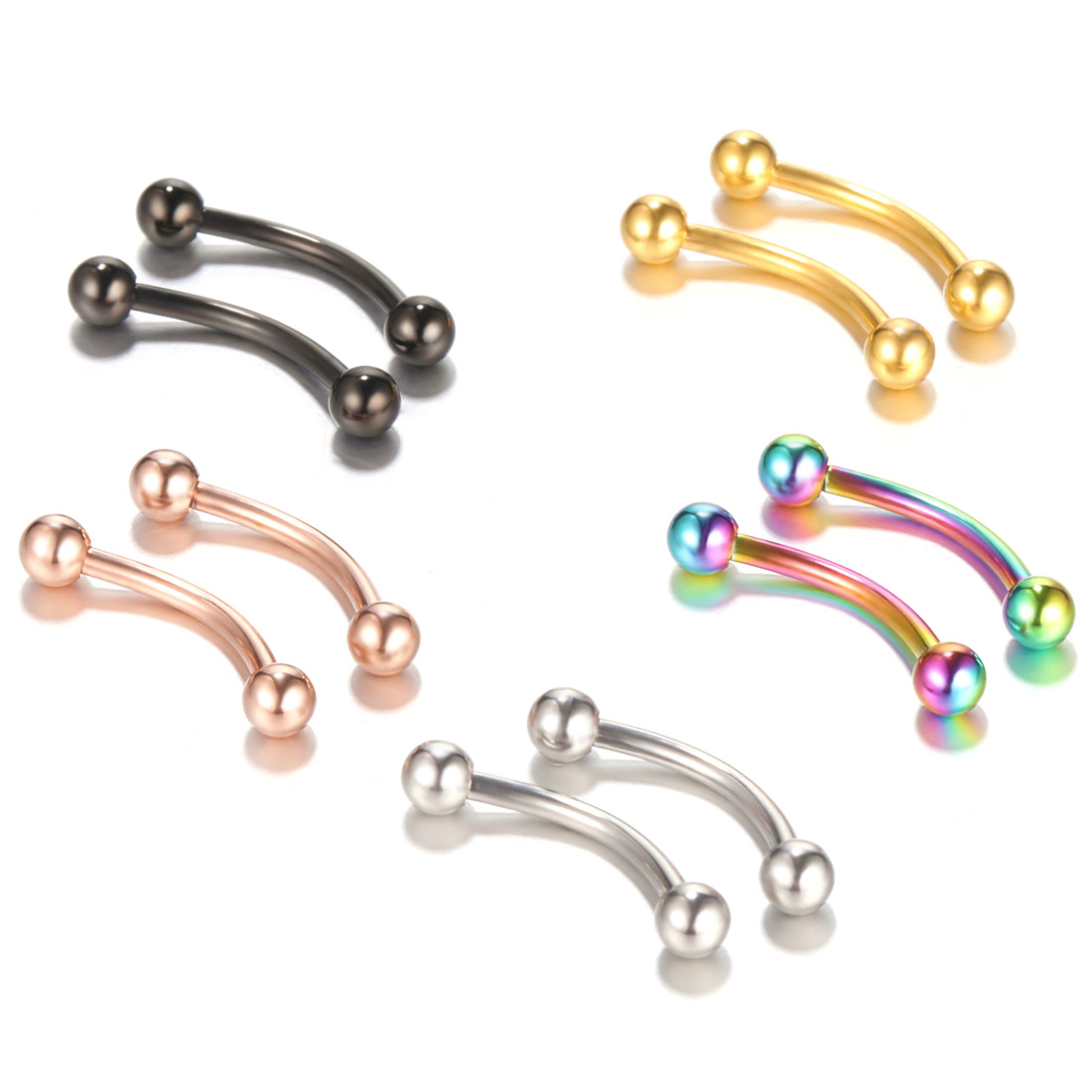 20pc/set Steel Eyebrow Banana  - Rook Curved Barbell ulasan dan harga