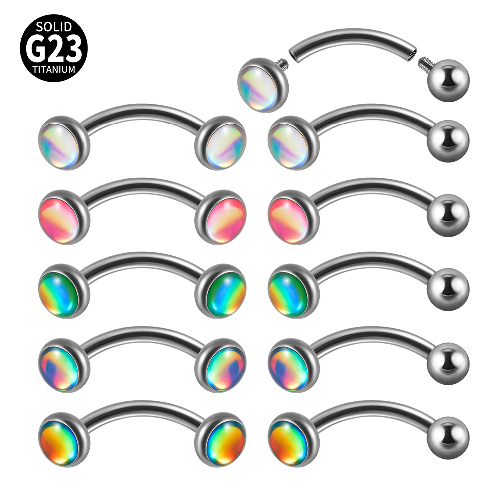 1PC G23 TItanium 16G Flash Gem - Rook Curved Barbell ulasan dan harga