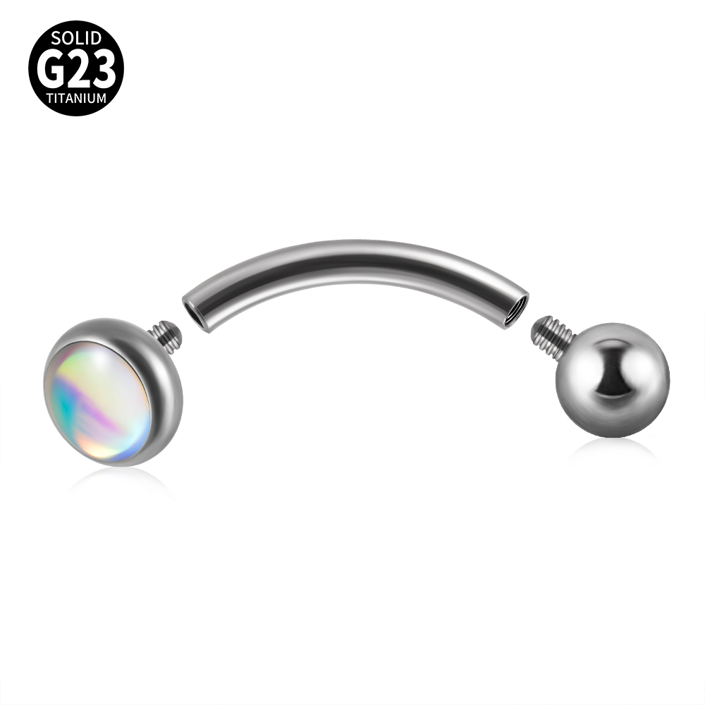1PC G23 TItanium 16G Flash Gem - Rook Curved Barbell ulasan dan harga