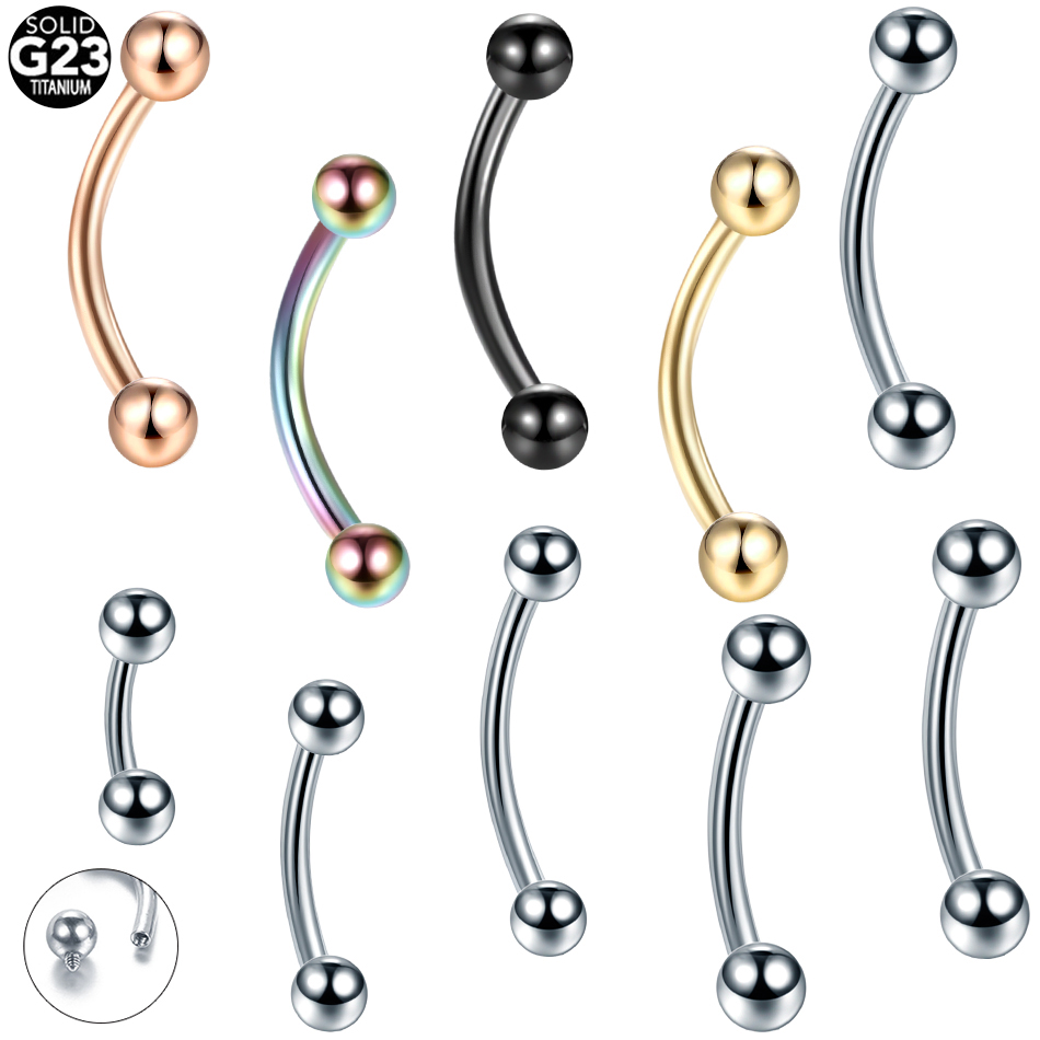 10Pcs/lot G23 Titanium Eyebrow - Rook Curved Barbell ulasan dan harga