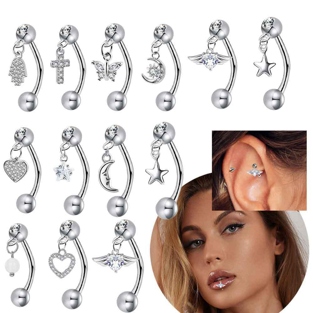 1PCS Butterfly Dangle Eyebrow  - Rook Curved Barbell ulasan dan harga