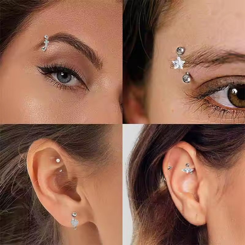 1PCS Butterfly Dangle Eyebrow  - Rook Curved Barbell ulasan dan harga