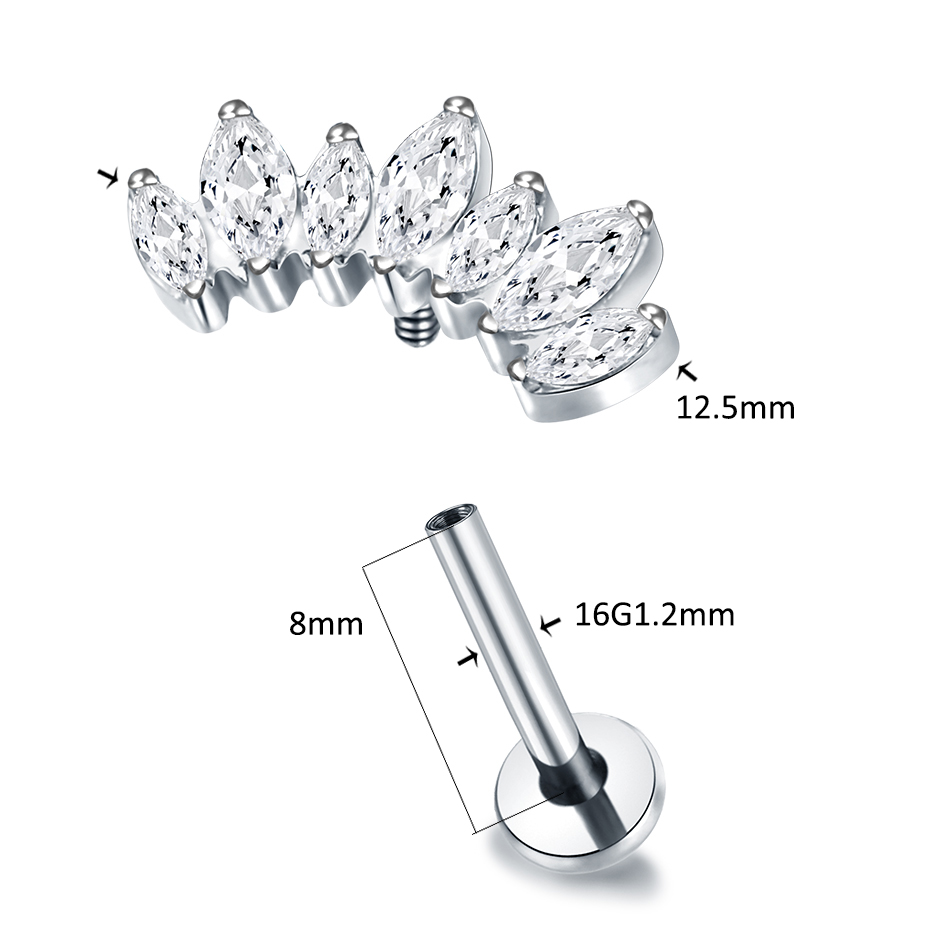 1/5PCS Titanium Marquise Cryst - Zoor Body Jewelry ulasan dan harga