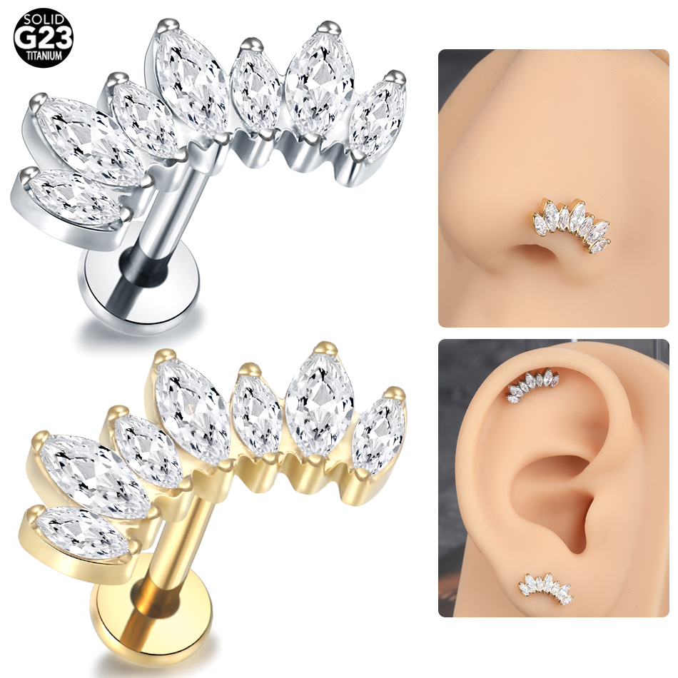 1/5PCS Titanium Marquise Cryst - Zoor Body Jewelry ulasan dan harga