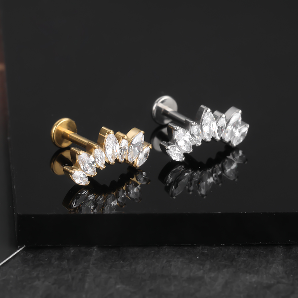 1/5PCS Titanium Marquise Cryst - Zoor Body Jewelry ulasan dan harga