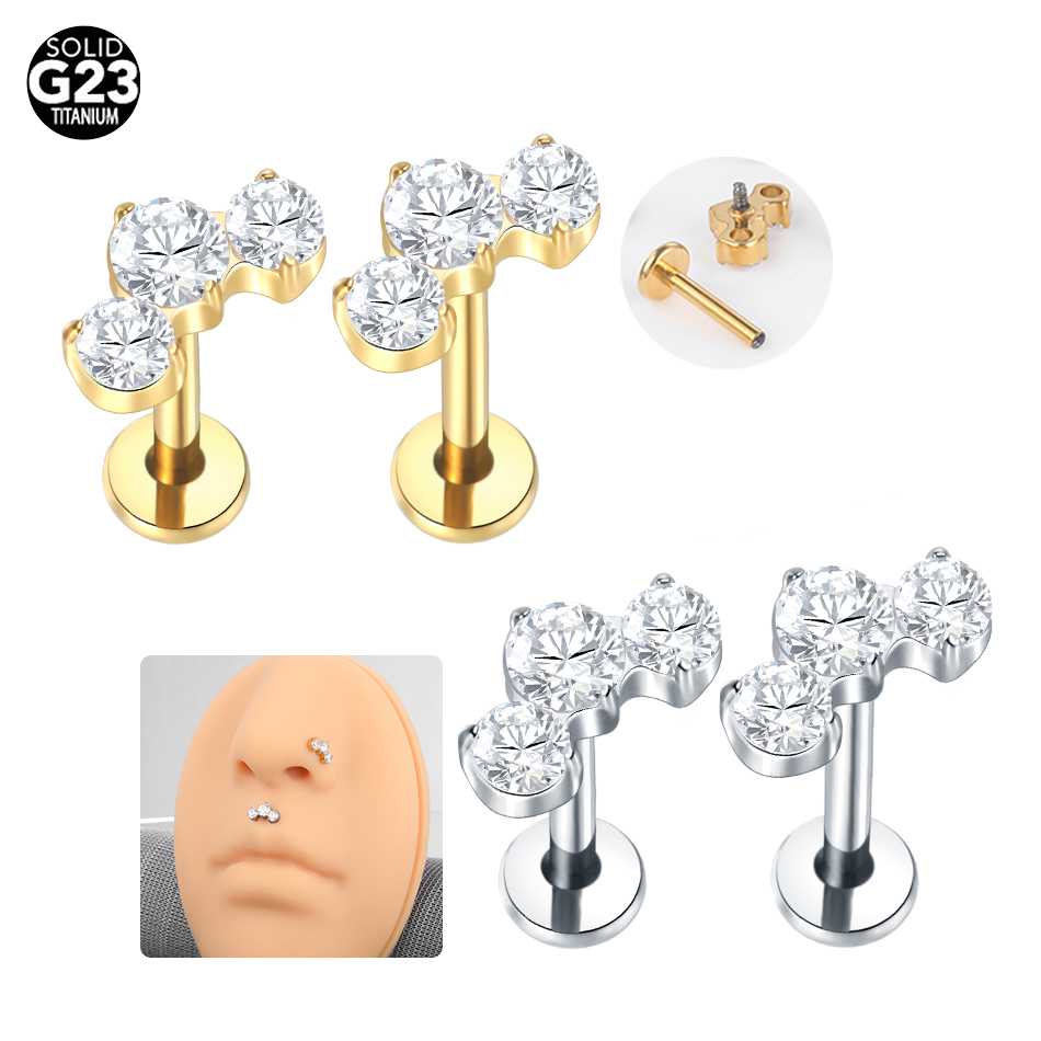 1/5PCS Titanium Piercings CZ L - Zoor Body Jewelry ulasan dan harga