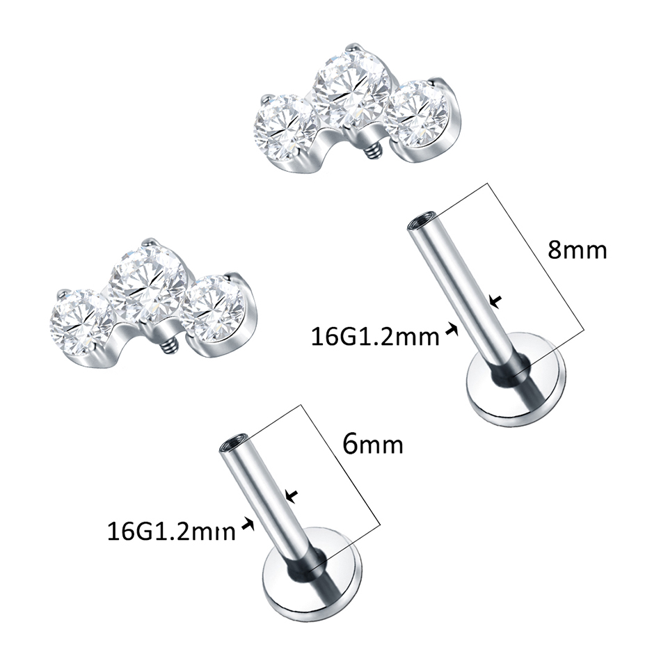1/5PCS Titanium Piercings CZ L - Zoor Body Jewelry ulasan dan harga