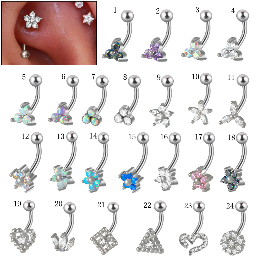 1PC G23 TItanium 16G Crystal F - Rook Curved Barbell ulasan dan harga