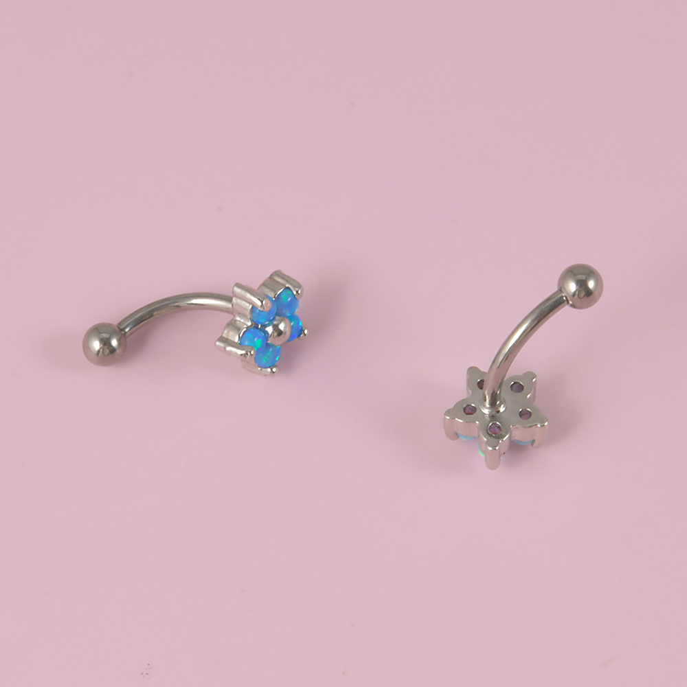1PC G23 TItanium 16G Crystal F - Rook Curved Barbell ulasan dan harga