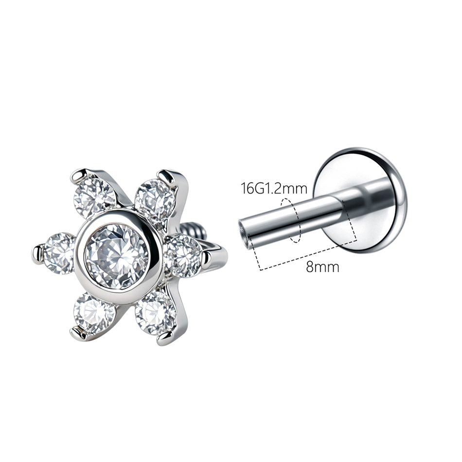 1Pc Stainless Steel Flower Zir - Zoor Body Jewelry ulasan dan harga