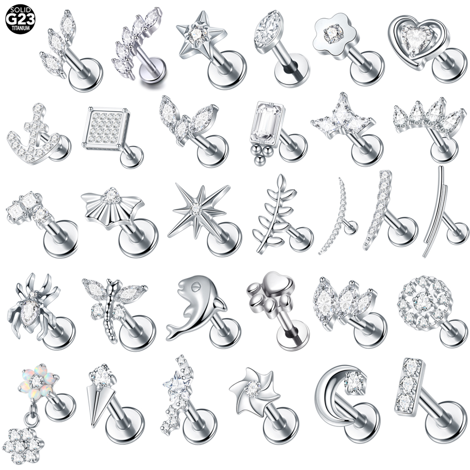 1Pc Titanium Ear Stud Cartilag - Zoor Body Jewelry ulasan dan harga