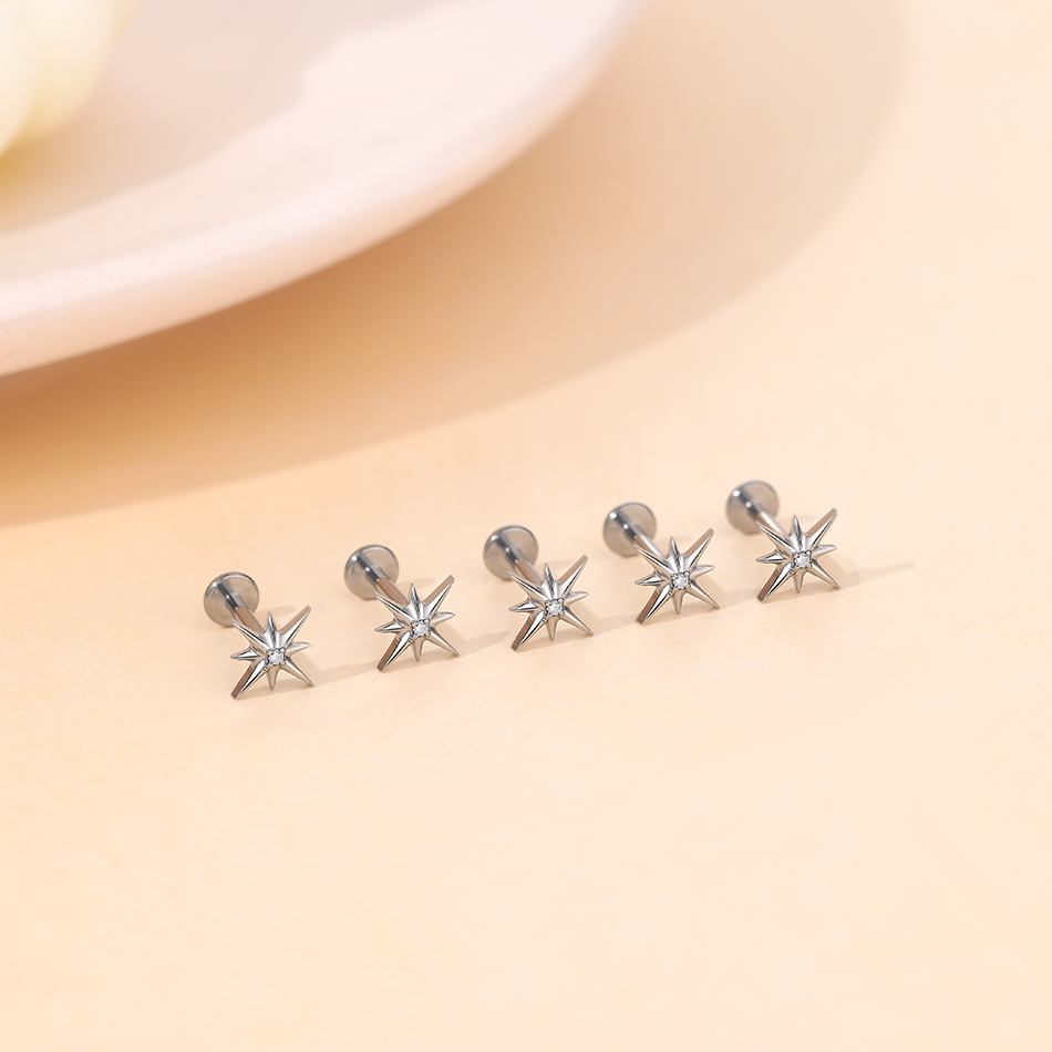1Pc Titanium Ear Stud Cartilag - Zoor Body Jewelry ulasan dan harga